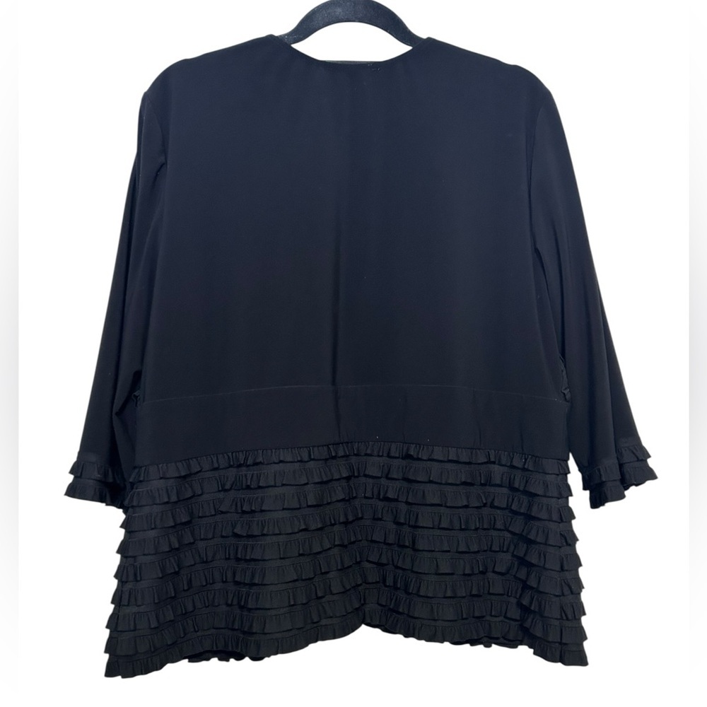 Joseph Ribkoff Black Textured Ruffle Sweater Jacket Size 20 - Picture 6 of 6